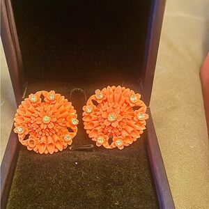 Elegant Orange Floral Earrings
